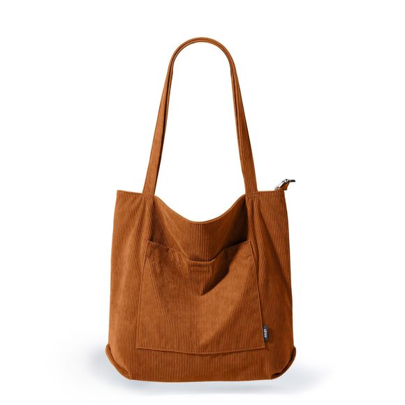 Corduroy Tote Bag Large Shoulder Tote Bag With Zier Pocket Casual UwU - Picture 1 of 9